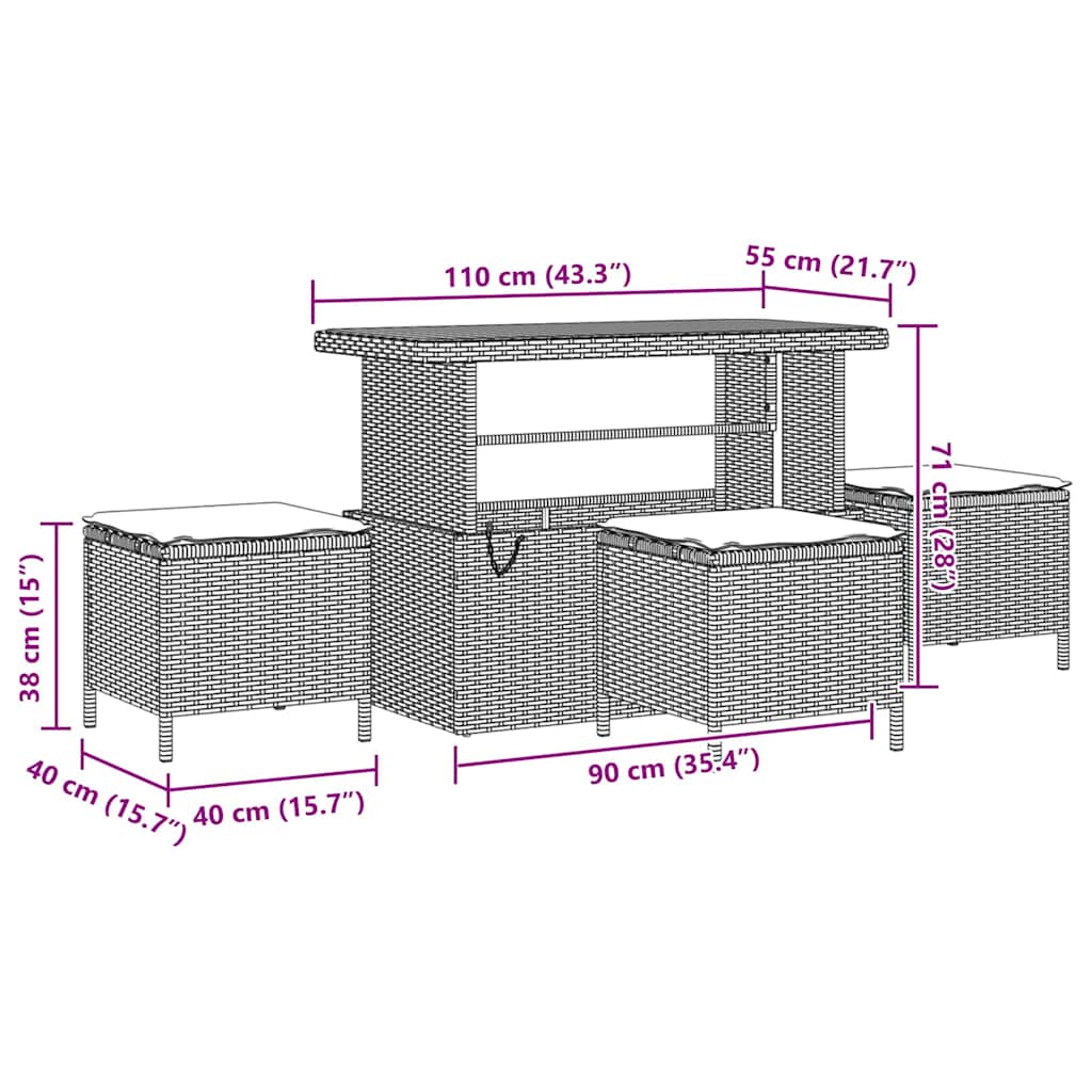 Σετ Καναπέ Κήπου 9 pcs Μπεζ συνθετικό ρατάν