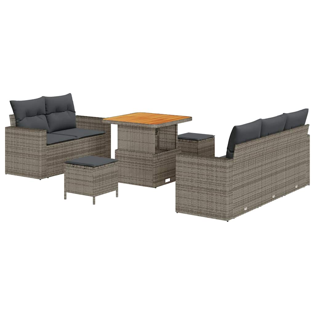 Σετ Καναπέ Κήπου με μαξιλάρι 8 pcs Γκρι συνθετικό ρατάν