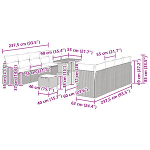 Σετ Καναπέ Κήπου 11 pcs Μαύρο συνθετικό ρατάν - Pakobazaar