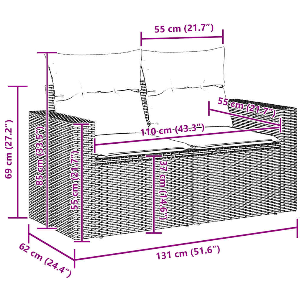 Σετ Καναπέ Κήπου 11 pcs Μαύρο συνθετικό ρατάν