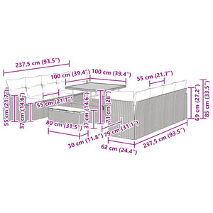Σετ Καναπέ Κήπου 11 pcs Μαύρο συνθετικό ρατάν - Pakobazaar