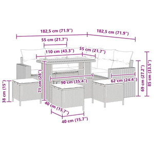 Σετ Καναπέ Κήπου 9 pcs Μπεζ συνθετικό ρατάν - Pakobazaar