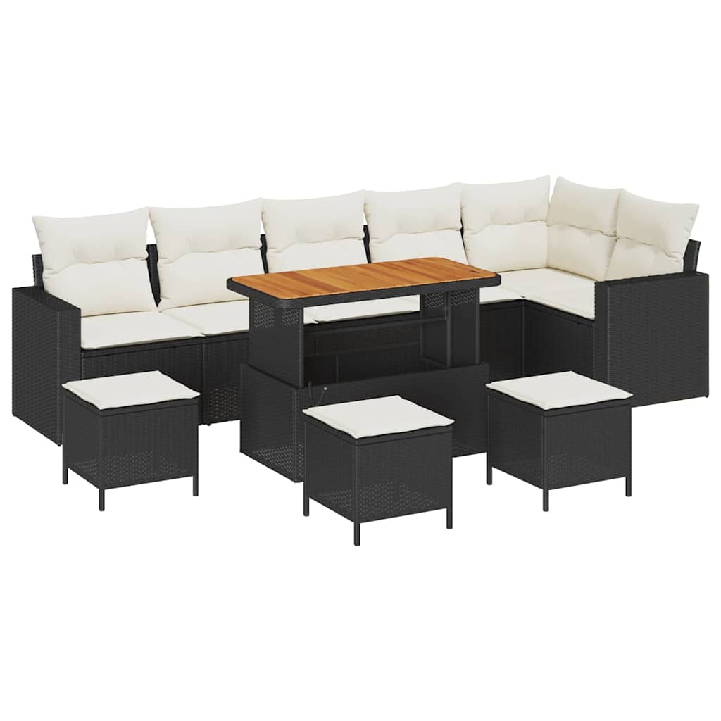 Σετ Καναπέ Κήπου 10 pcs Μαύρο συνθετικό ρατάν