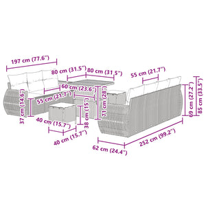 Σετ Καναπέ Κήπου με μαξιλάρι 10 pcs Μαύρο συνθετικό ρατάν - Pakobazaar