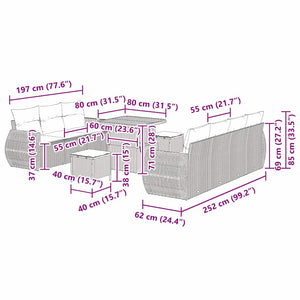 Σετ Καναπέ Κήπου με μαξιλάρι 10 pcs Μαύρο συνθετικό ρατάν