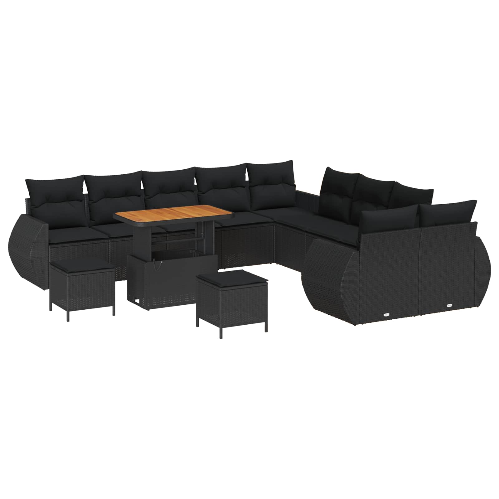 Σετ Καναπέ Κήπου 13 pcs Μαύρο συνθετικό ρατάν - Pakobazaar