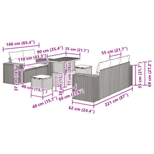 Σετ Καναπέ Κήπου 8 pcs Μαύρο συνθετικό ρατάν