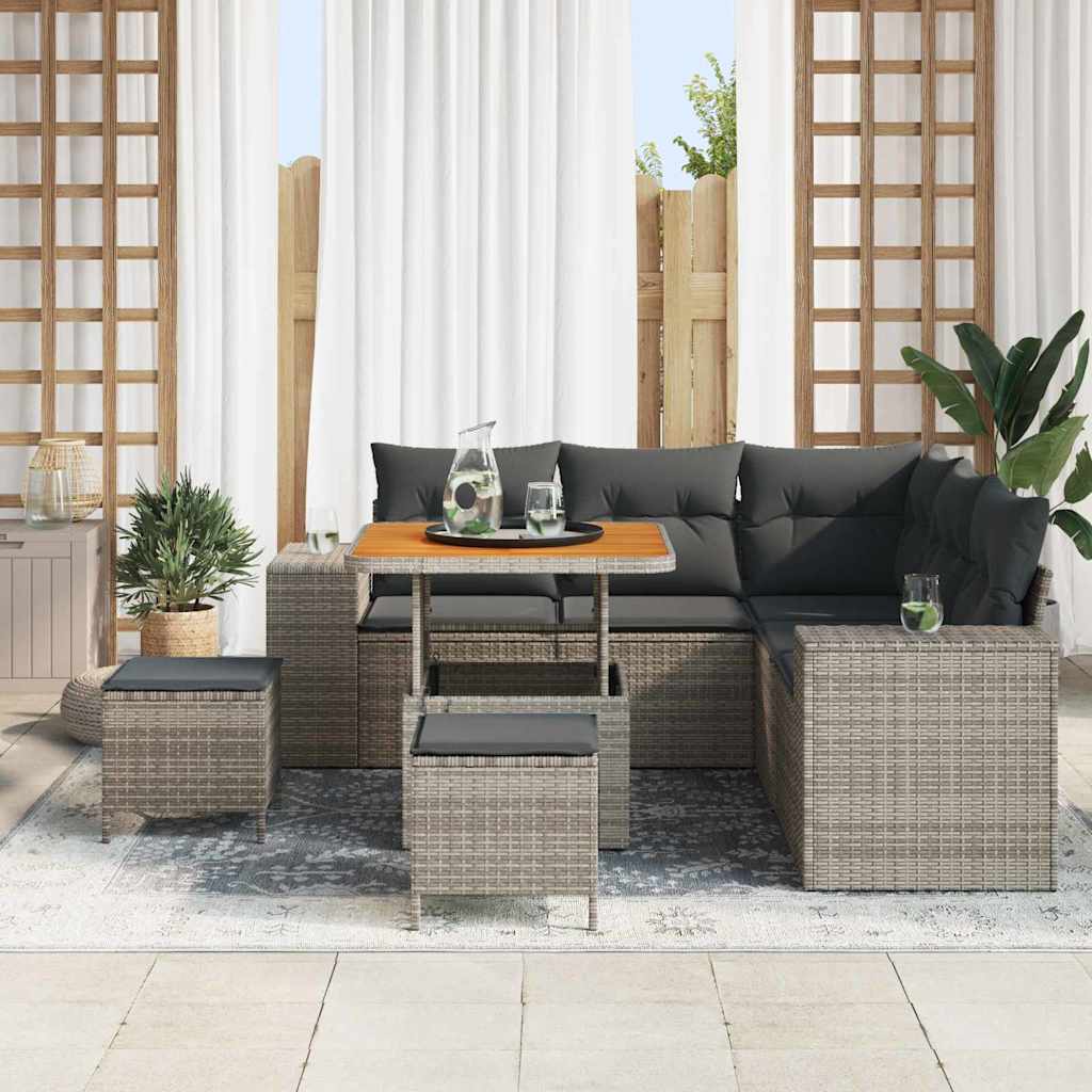 Σετ Καναπέ Κήπου με μαξιλάρι 8 pcs Γκρι συνθετικό ρατάν