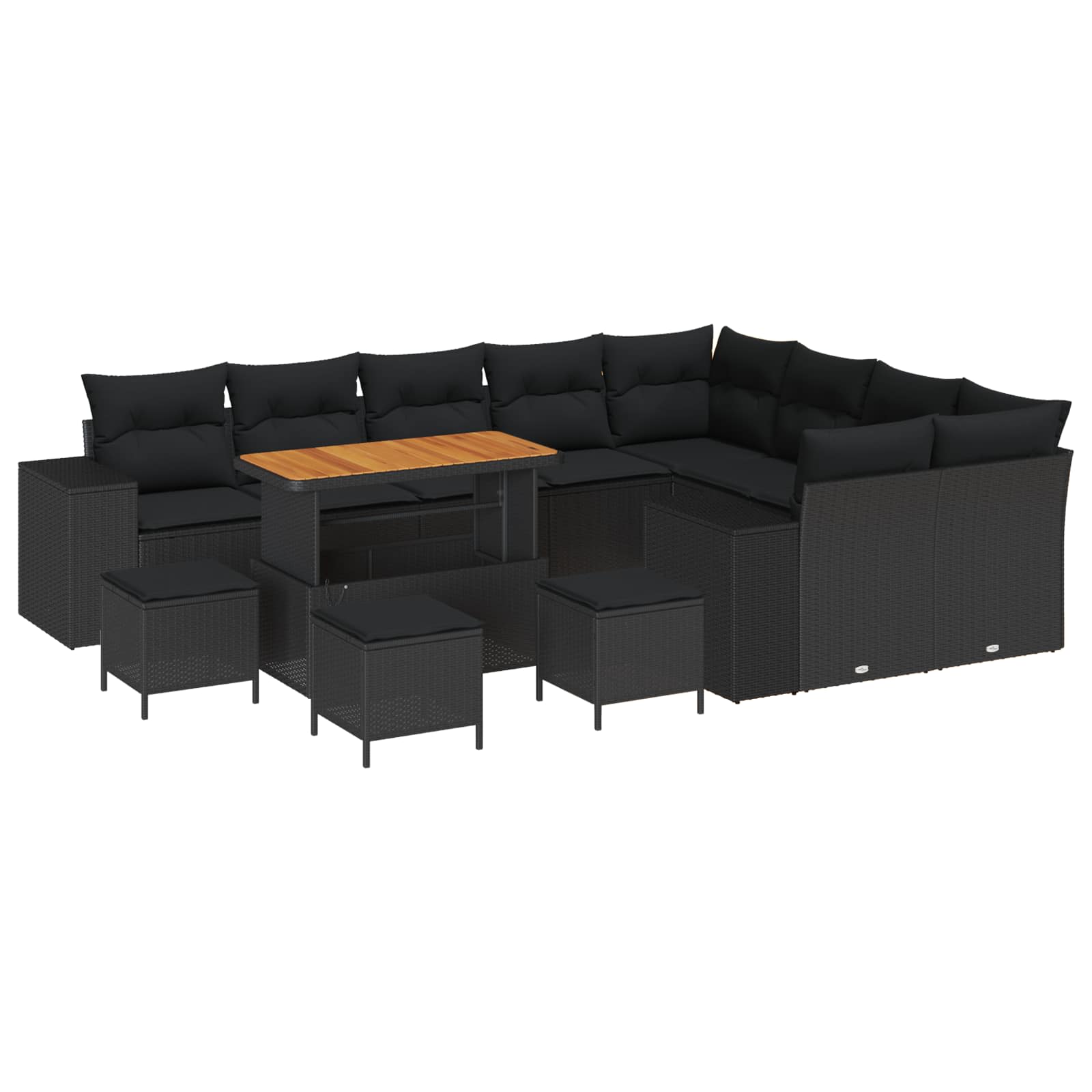 Σετ Καναπέ Κήπου με μαξιλάρι 13 pcs Μαύρο συνθετικό ρατάν - Pakobazaar