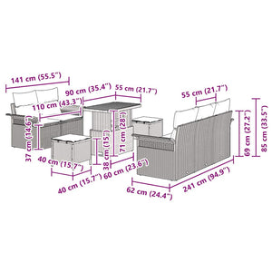 Σετ Καναπέ Κήπου με μαξιλάρι 8 pcs Μπεζ συνθετικό ρατάν - Pakobazaar
