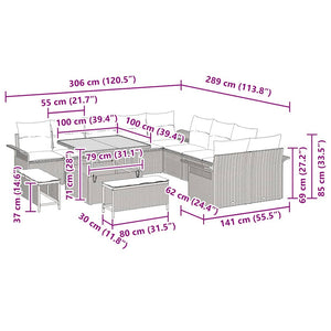 Σετ Καναπέ Κήπου με μαξιλάρι 13 pcs Μαύρο συνθετικό ρατάν - Pakobazaar