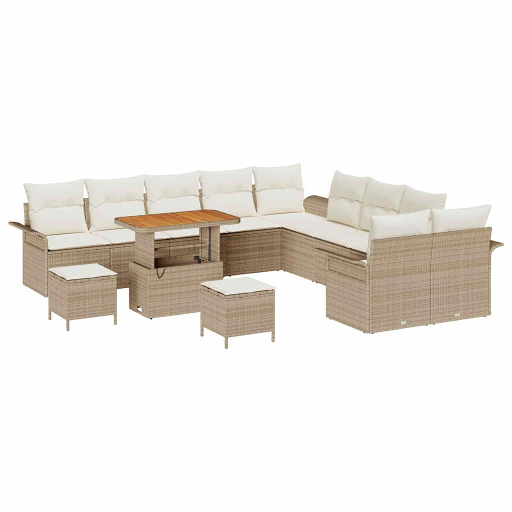 Σετ Καναπέ Κήπου με μαξιλάρι 13 pcs Μπεζ συνθετικό ρατάν