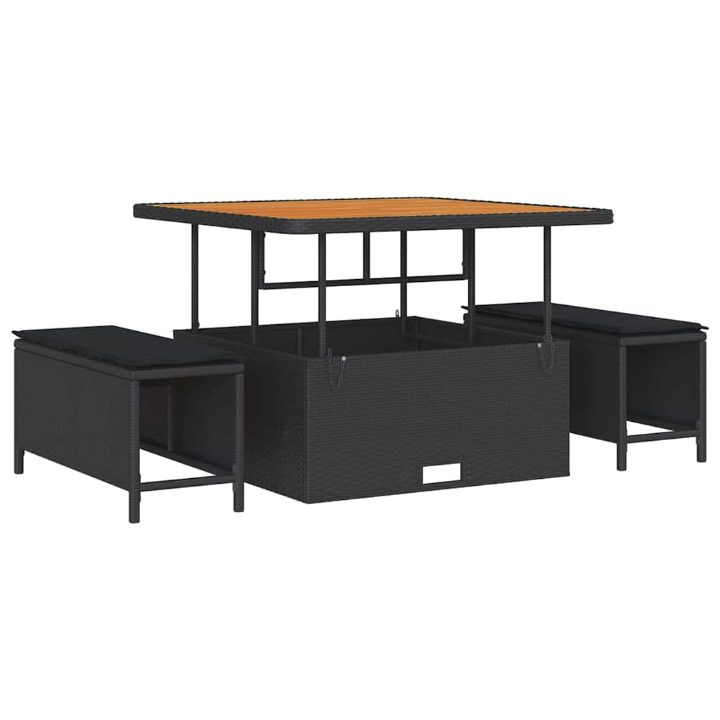 Σετ Καναπέ Κήπου με μαξιλάρι 8 pcs Μαύρο συνθετικό ρατάν - Pakobazaar