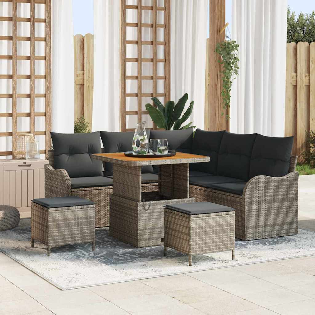 Σετ Καναπέ Κήπου με μαξιλάρι 8 pcs Γκρι συνθετικό ρατάν