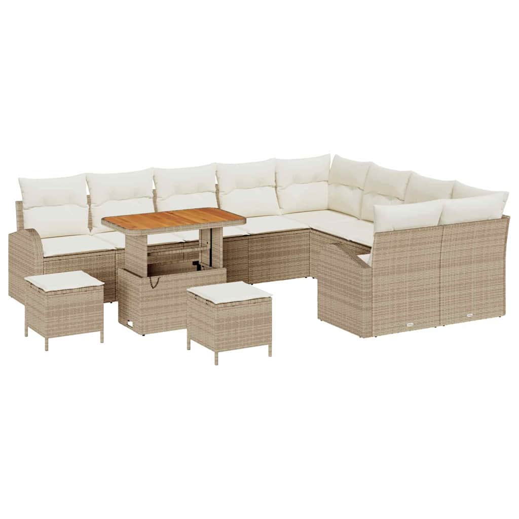 Σετ Καναπέ Κήπου με μαξιλάρι 12 pcs Μπεζ συνθετικό ρατάν