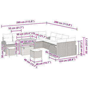 Σετ Καναπέ Κήπου 13 τμχ. Γκρι συνθετικό ρατάν