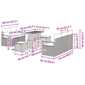 Σετ Καναπέ Κήπου με μαξιλάρι 8 pcs Μπεζ συνθετικό ρατάν - Pakobazaar
