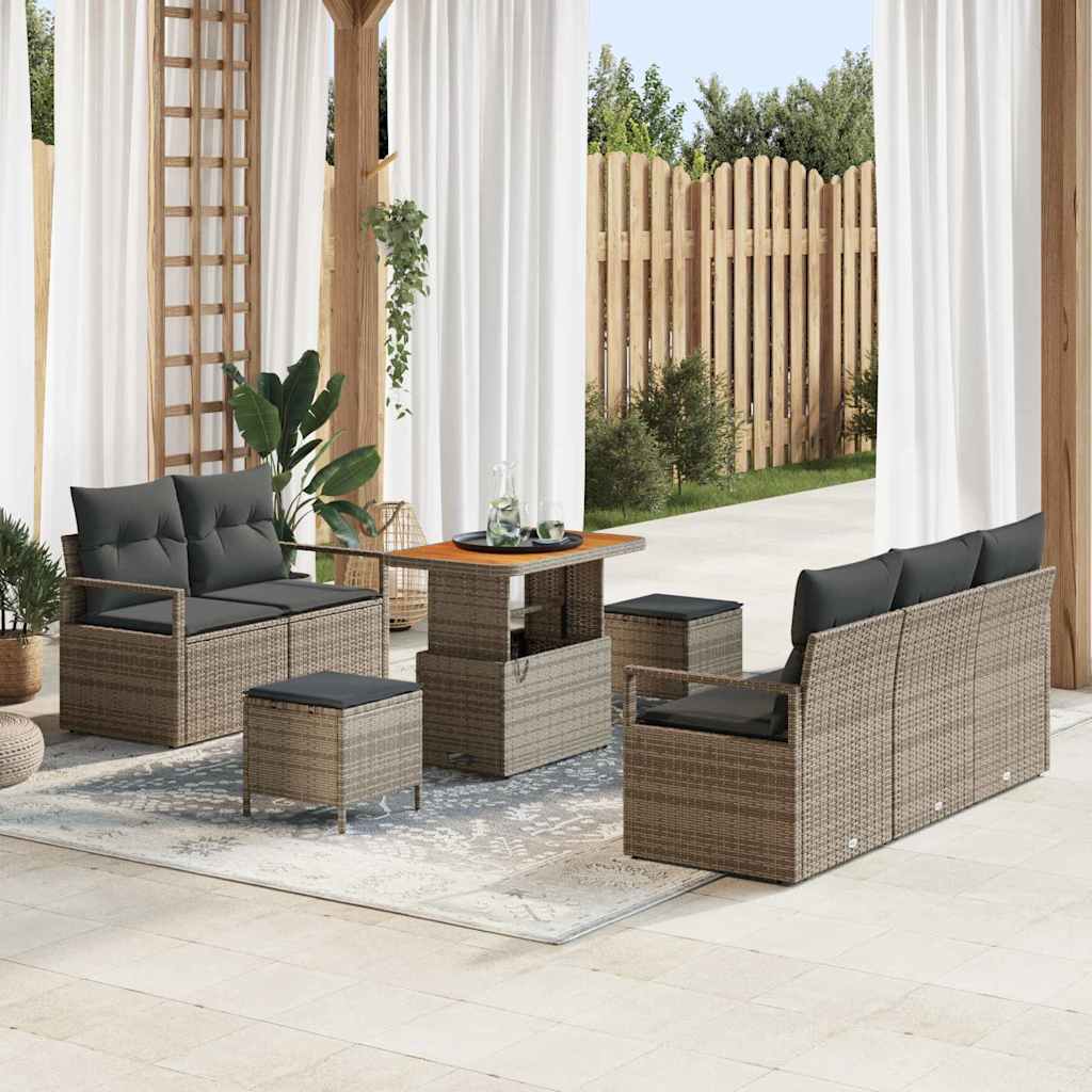Σετ Καναπέ Κήπου με μαξιλάρι 8 pcs Γκρι συνθετικό ρατάν