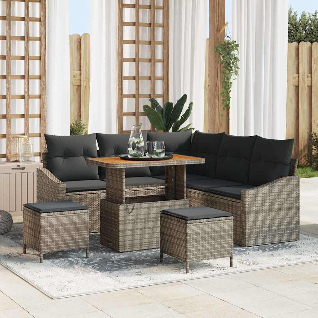 Σετ Καναπέ Κήπου με μαξιλάρι 8 pcs Γκρι συνθετικό ρατάν