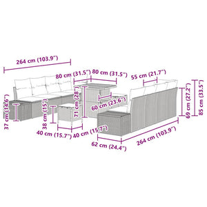 Σετ Καναπέ Κήπου 11 τμχ. Μπεζ συνθετικό ρατάν