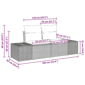 Σετ Καναπέ Κήπου με μαξιλάρι 13 pcs Μαύρο συνθετικό ρατάν - Pakobazaar