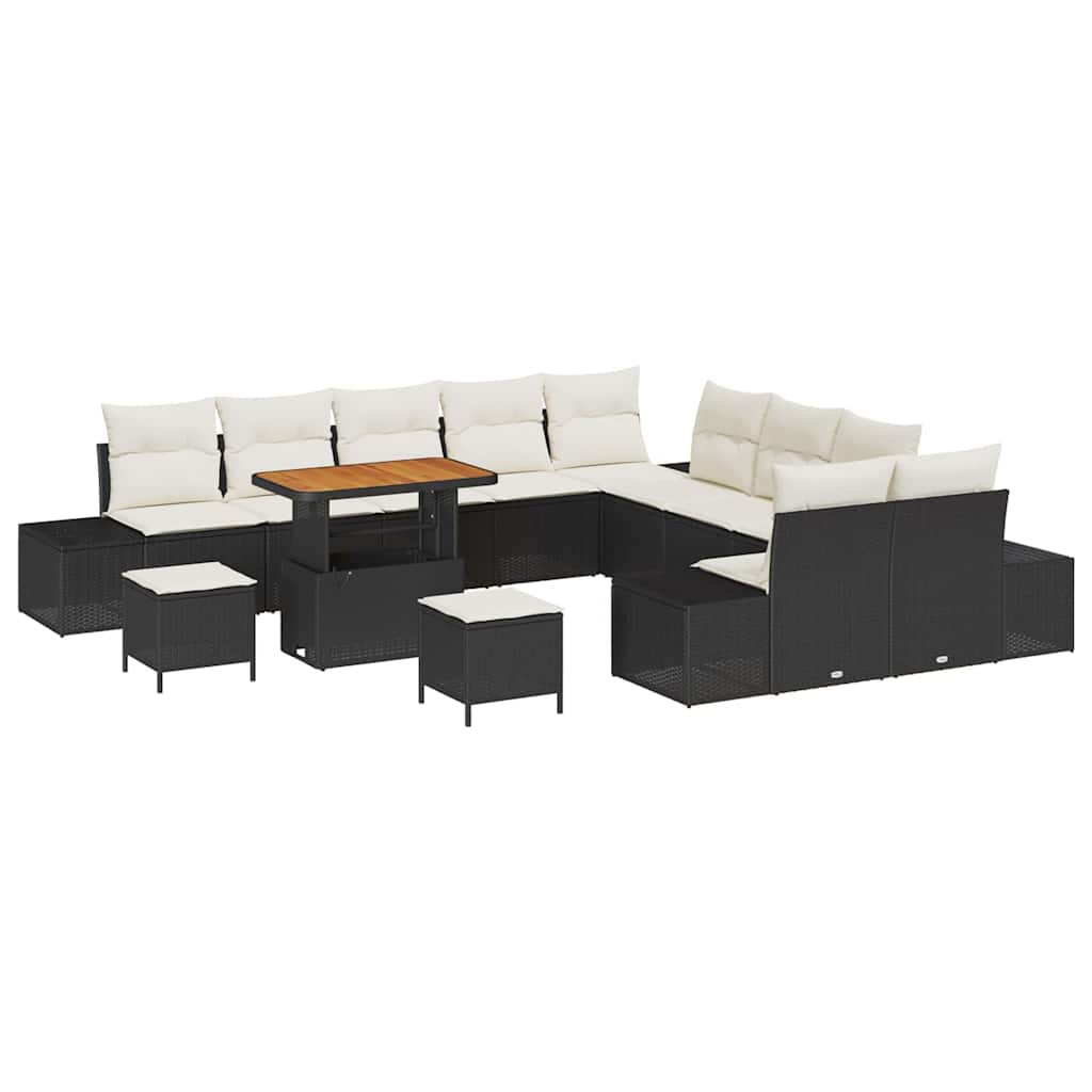Σετ Καναπέ Κήπου με μαξιλάρι 13 pcs Μαύρο συνθετικό ρατάν