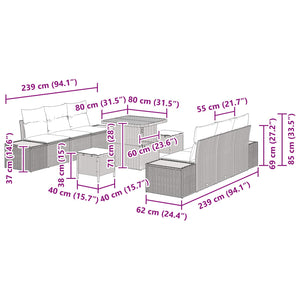 Σετ Καναπέ Κήπου 9 pcs Μαύρο συνθετικό ρατάν - Pakobazaar