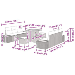 Σετ Καναπέ Κήπου 9 pcs Γκρι συνθετικό ρατάν