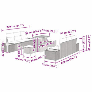 Σετ Καναπέ Κήπου 9 pcs Μαύρο συνθετικό ρατάν