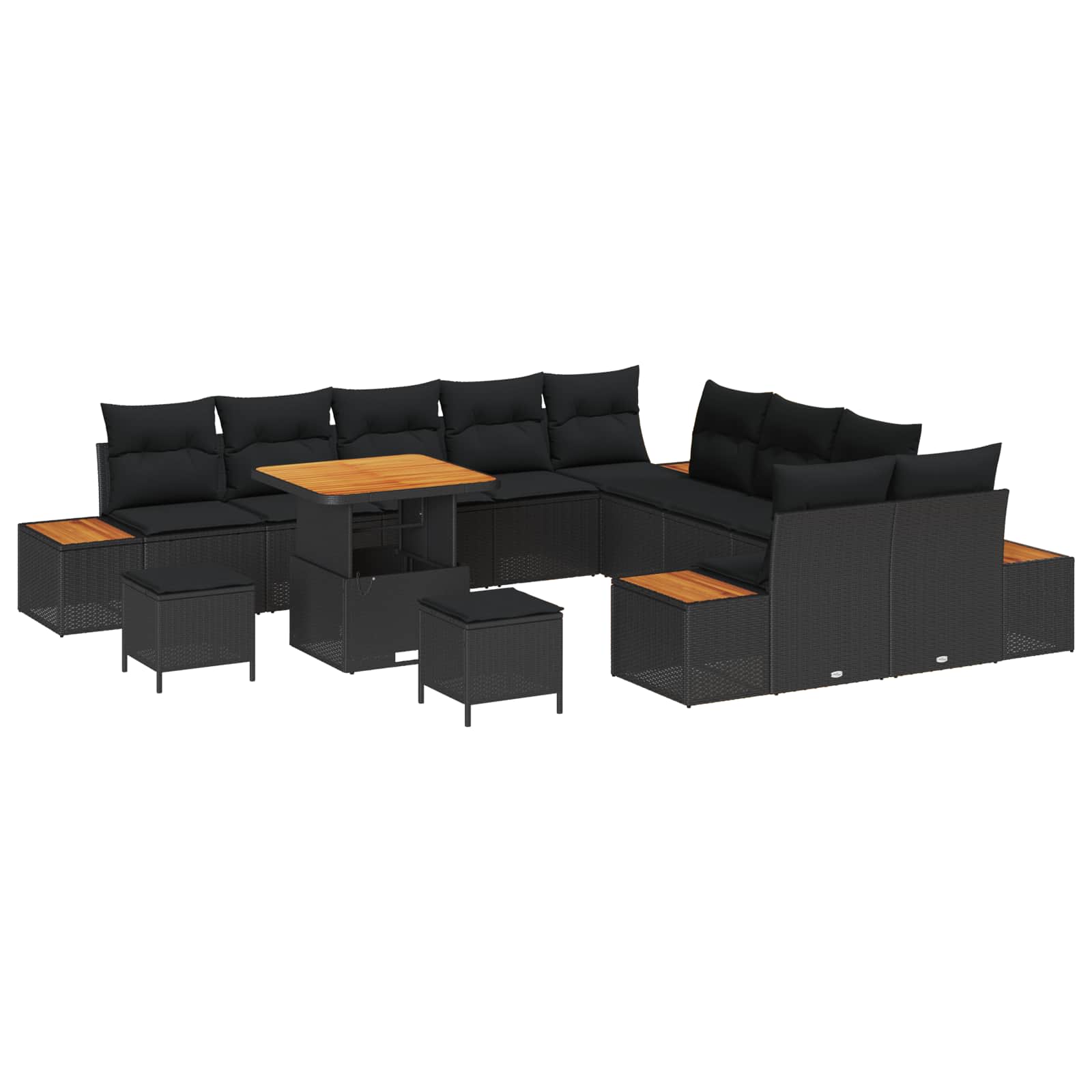 Σετ Καναπέ Κήπου 13 pcs Μαύρο συνθετικό ρατάν