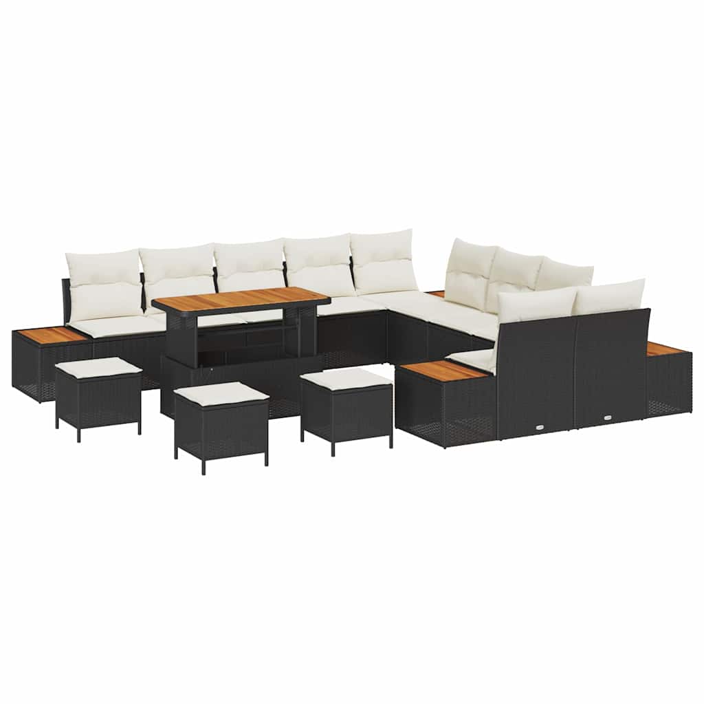 Σετ Καναπέ Κήπου 14 pcs Μαύρο συνθετικό ρατάν