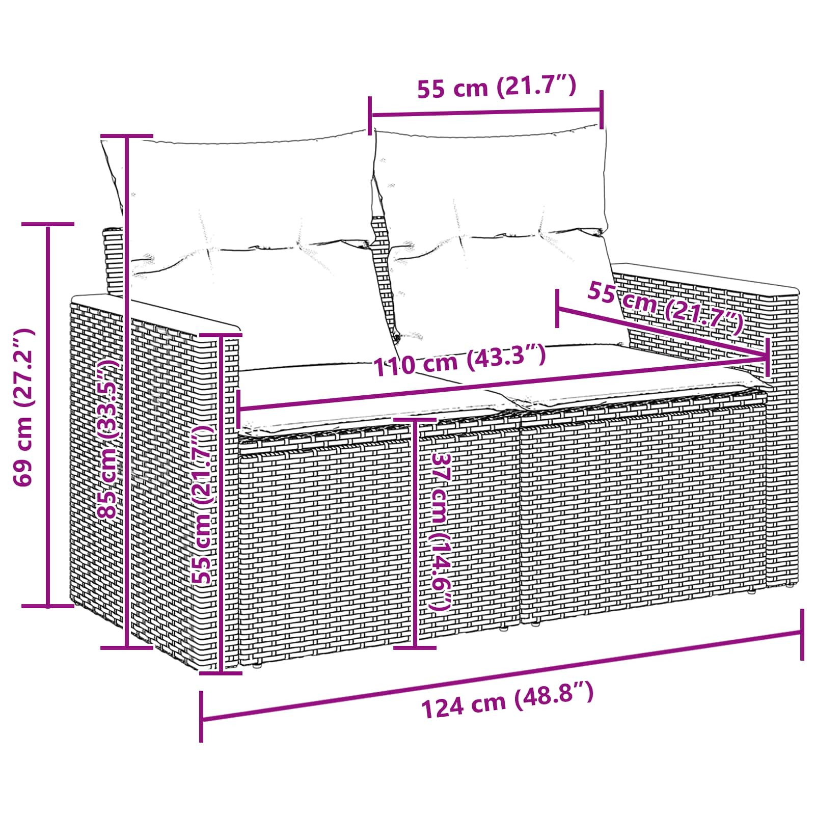 Σετ Καναπέ Κήπου 11 pcs Μαύρο συνθετικό ρατάν - Pakobazaar