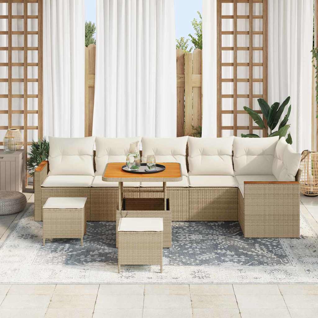 Σετ Καναπέ Κήπου 9 pcs Μπεζ συνθετικό ρατάν