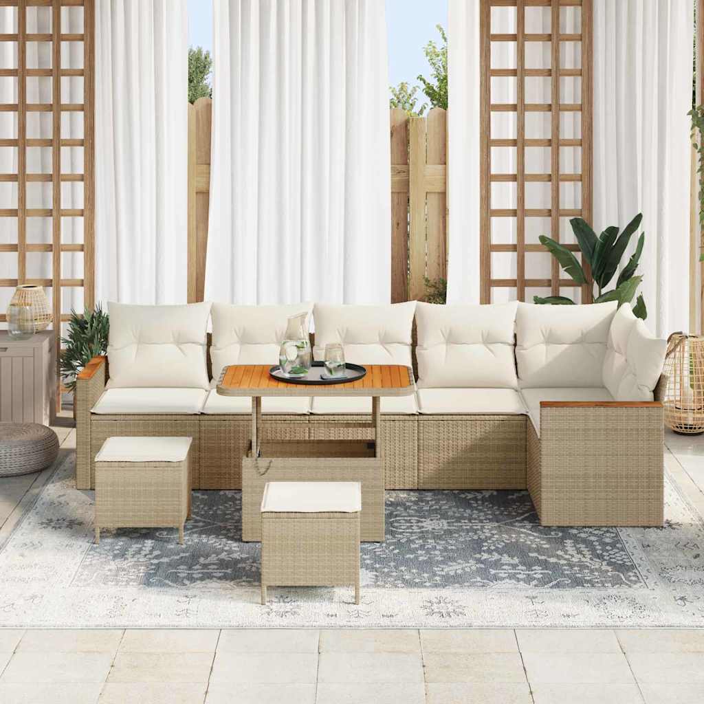 Σετ Καναπέ Κήπου 9 pcs Μπεζ συνθετικό ρατάν