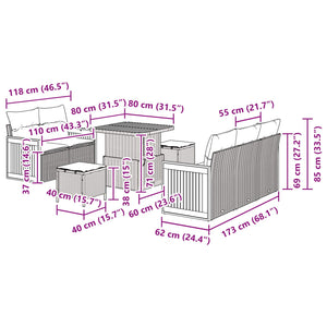 Σετ Καναπέ Κήπου με μαξιλάρι 8 pcs Μπεζ και Κρέμα - Pakobazaar