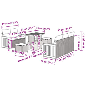 Σετ Καναπέ Κήπου με μαξιλάρι 8 pcs Μπεζ και Κρέμα - Pakobazaar