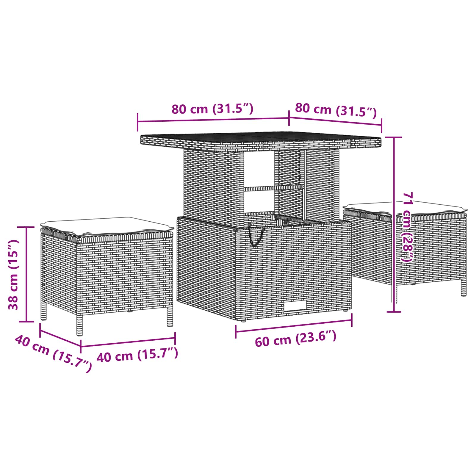 Σετ Καναπέ Κήπου με μαξιλάρι 10 pcs Μαύρο - Pakobazaar