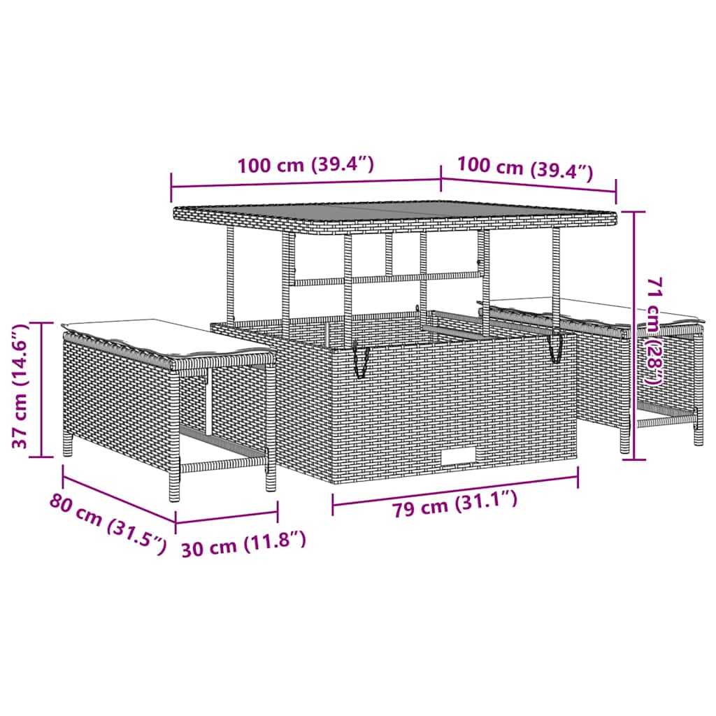 Σετ Καναπέ Κήπου με μαξιλάρι 11 pcs Μαύρο και Κρέμα