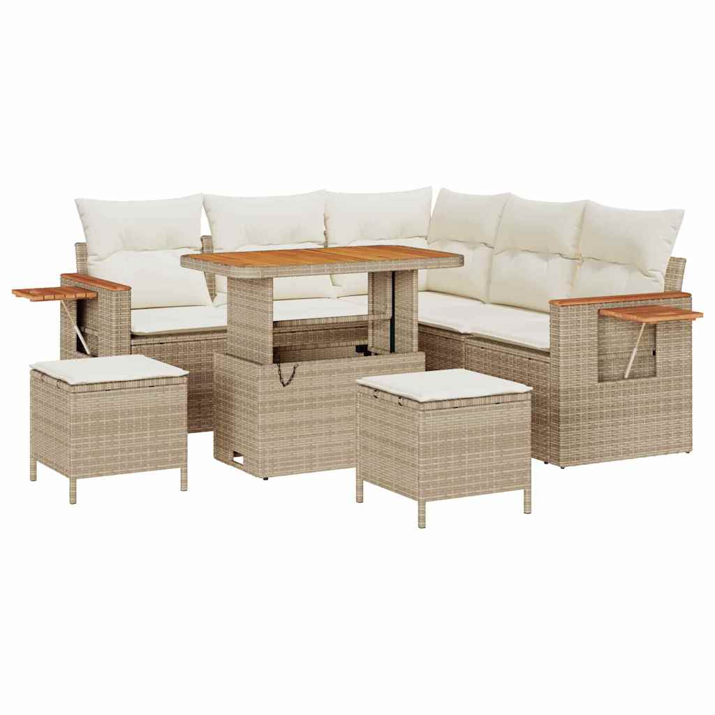 Σετ Καναπέ Κήπου με μαξιλάρι 8 pcs Μπεζ και Κρέμα