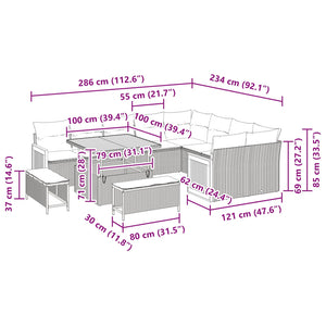 Σετ Καναπέ Κήπου με μαξιλάρι 12 pcs Μπεζ και Κρέμα - Pakobazaar