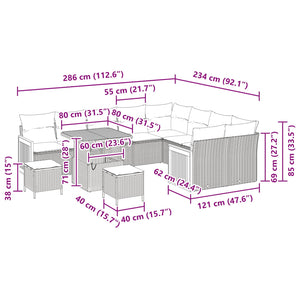 Σετ Καναπέ Κήπου με μαξιλάρι 12 pcs Μπεζ και Κρέμα - Pakobazaar