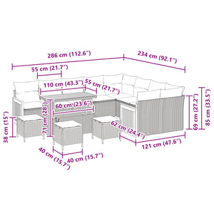 Σετ Καναπέ Κήπου με μαξιλάρι 13 pcs Μπεζ και Κρέμα - Pakobazaar