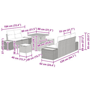 Σετ Καναπέ Κήπου με μαξιλάρι 8 pcs Μπεζ και Κρέμα - Pakobazaar