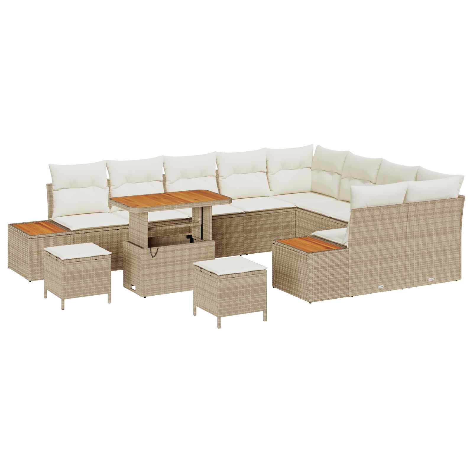 Σετ Καναπέ Κήπου με μαξιλάρι 12 pcs Μπεζ και Κρέμα