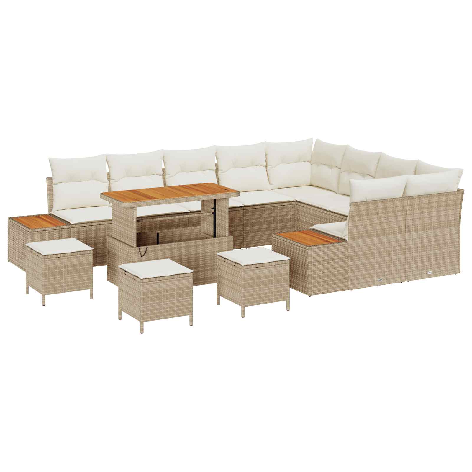 Σετ Καναπέ Κήπου με μαξιλάρι 13 pcs Μπεζ και Κρέμα