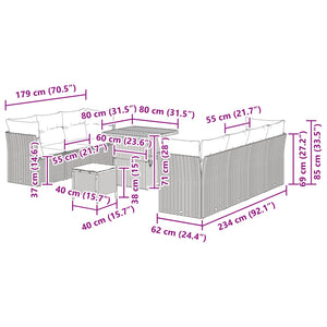 Σετ Καναπέ Κήπου με μαξιλάρι με αποθήκευση 10 pcs Μαύρο - Pakobazaar