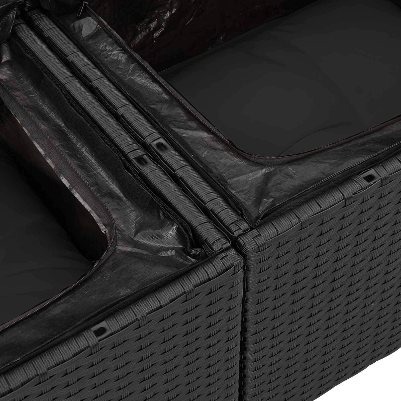 Σετ Καναπέ Κήπου με μαξιλάρι με αποθήκευση 9 pcs Μαύρο