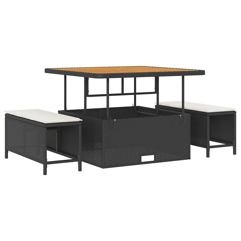 Σετ Καναπέ Κήπου με μαξιλάρι με αποθήκευση 9 pcs Μαύρο και κρεμ