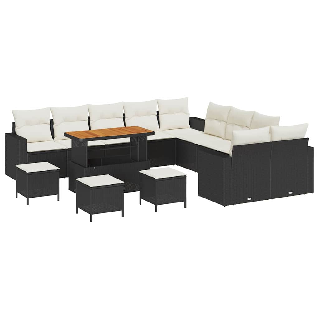Σετ Καναπέ Κήπου 18 pcs Μαύρο και Κρέμα συνθετικό ρατάν