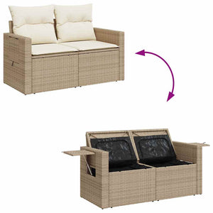 Σετ Καναπέ Κήπου 11 τμχ. Μπεζ και Κρέμα συνθετικό ρατάν
